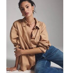 Maeve Anthropologie The Bennet Buttondown Top Cotton Poplin